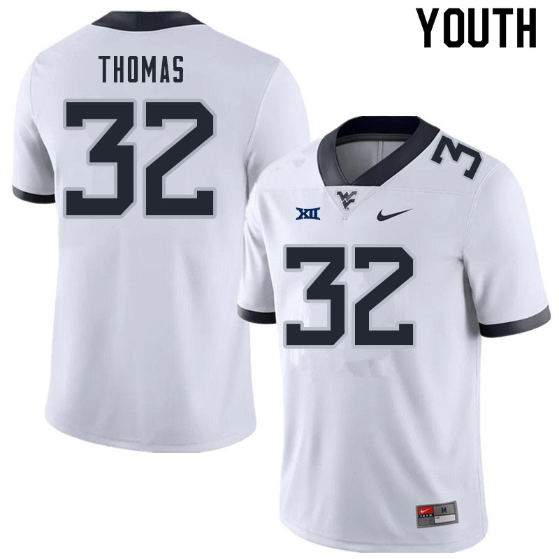 NCAA Youth James Thomas West Virginia Mountaineers White #32 Nike Stitched Football College Authentic Jersey RT23C48XH